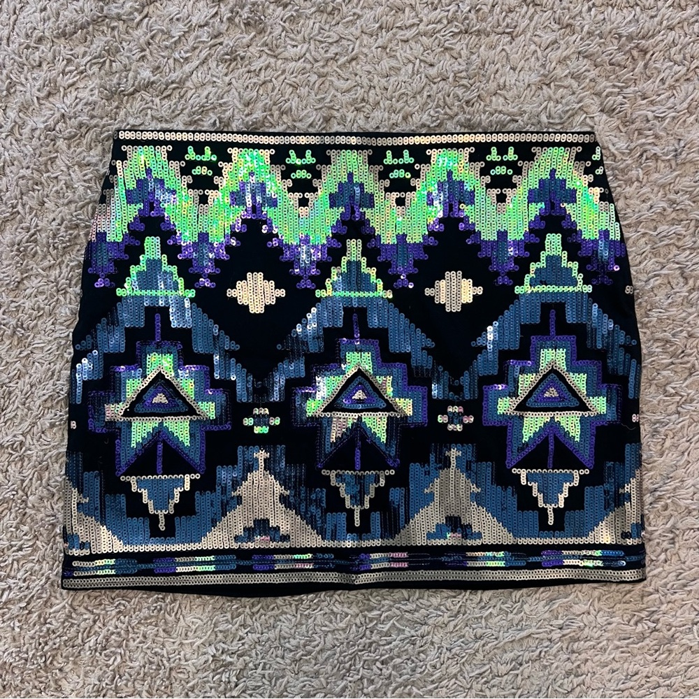 Express Sequin Geometric Mini Skirt Size XS